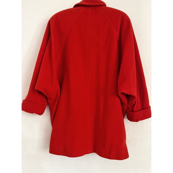 Vintage The Limited Wool Blend Coat Women M Red Full Zipper Oversized Dolmen 80s - Picture 2 of 8